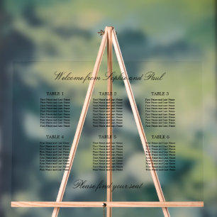 Élégant 6 Tableau Sièges Symbole acrylique
