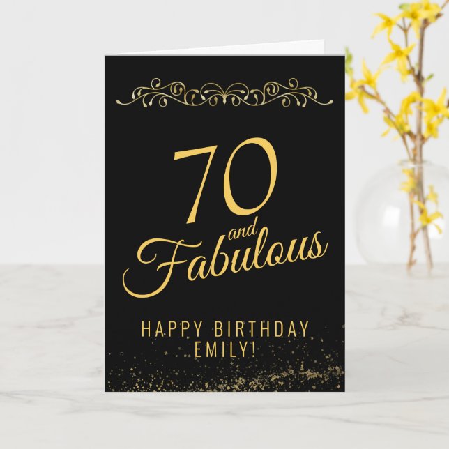 Elegant 70 and Fabulous Ornament 70th Birthday Karte (Gelbe Blume)