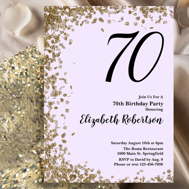 Elegant 70. Geburtstag Einladungen Gold Sequins (Von Creator hochgeladen)