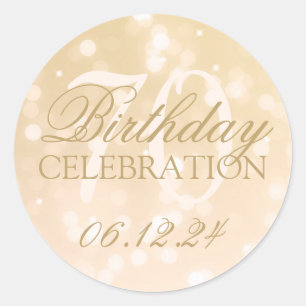 Elegant 70. Geburtstag Gold Bokeh Sparkle Lights Runder Aufkleber