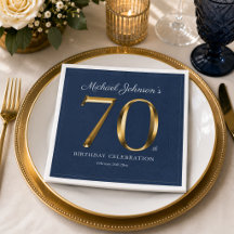 Elegant 70. Geburtstag Solid Gold Text Navy Blue
