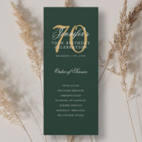Elegant 70. Geburtstagsparty Programm Gold Green