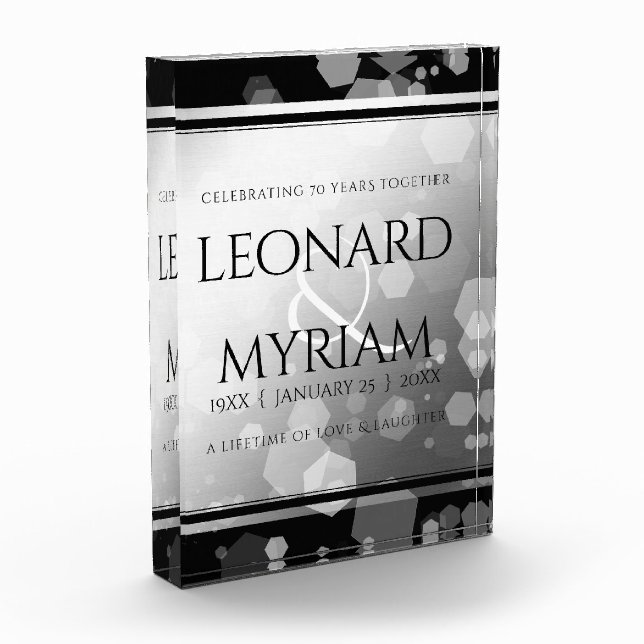 Elegant 70. Platinum Hochzeitstag Fotoblock (Links)