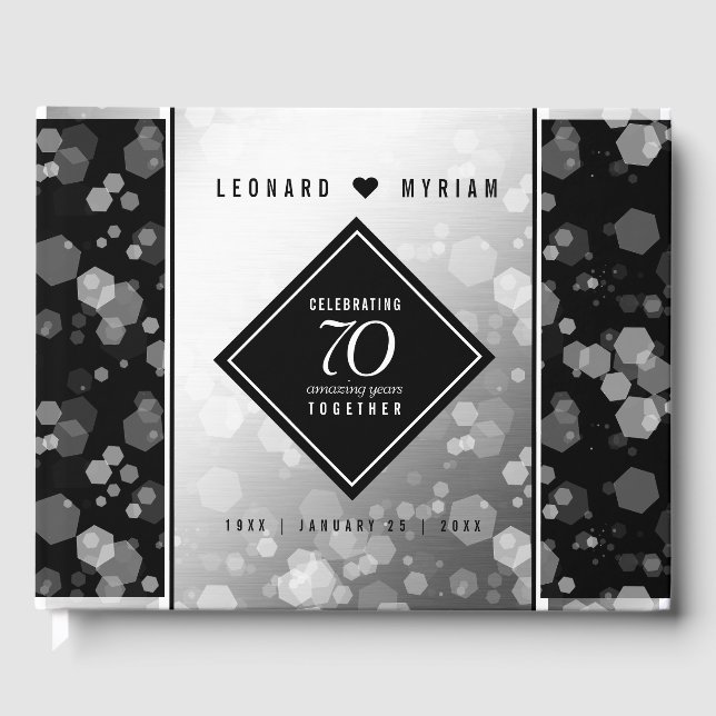 Elegant 70. Platinum Hochzeitstag Gästebuch (Vorderseite)