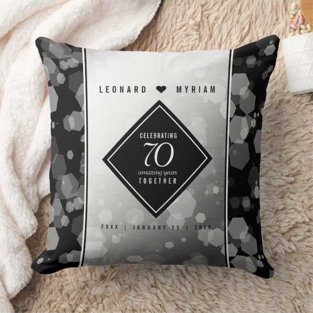 Elegant 70. Platinum Hochzeitstag Kissen (Decke)