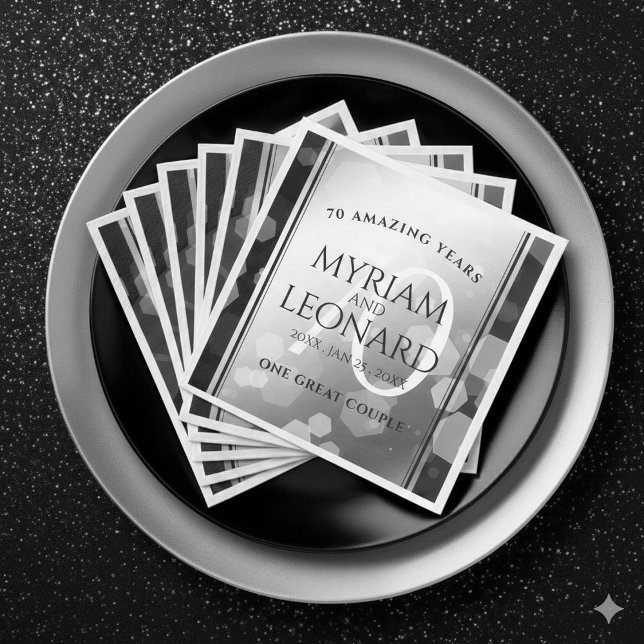 Elegant 70. Platinum Hochzeitstag Serviette (Elegant 70th Platinum Wedding Anniversary Napkins Cover Photo)