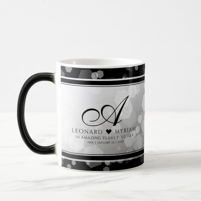 Elegant 70. Platinum Hochzeitstag Verwandlungstasse (Links)