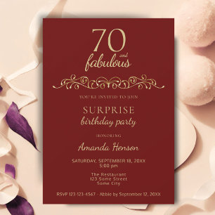 Elegant 70 und Fabelhaft Ornament 70. Geburtstag Einladung