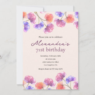 Elegant 71. Geburtstag Einladungen Boho Floral Chi