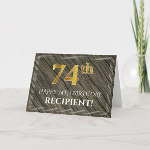 Elegant 74. Geburtstag: Imitate Holz, Imitate Gold Karte