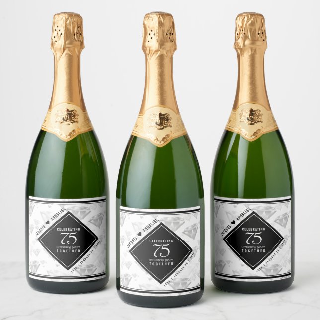 Elegant 75. Diamond Wedding Jubiläum (Flaschen)