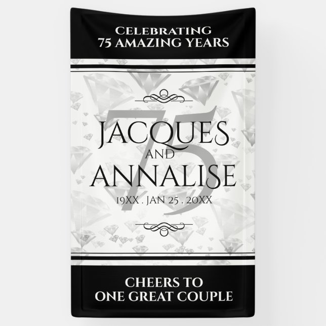 Elegant 75. Diamond Wedding Jubiläum Banner (Vertikal)