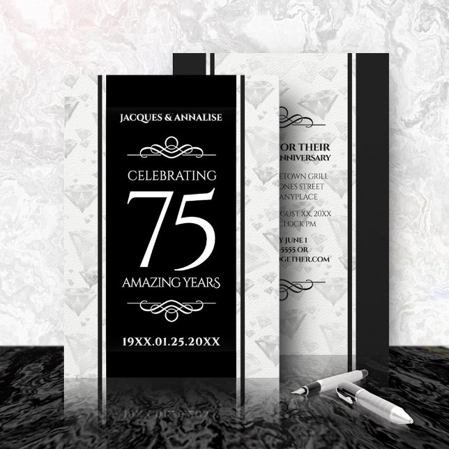Elegant 75. Diamond Wedding Jubiläum Einladung (75th Diamond Wedding Anniversary Invitation Cover Photo.)