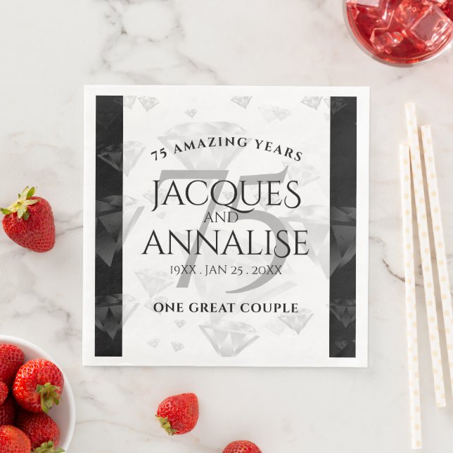 Elegant 75. Diamond Wedding Jubiläum Serviette (Beispiel)