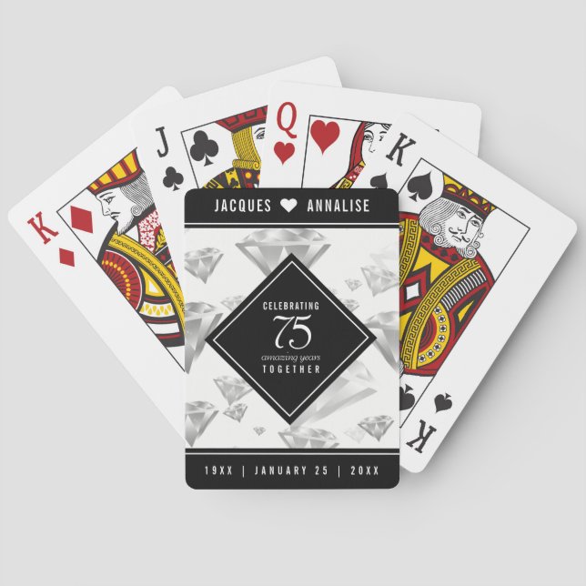 Elegant 75. Diamond Wedding Jubiläum Spielkarten (Rückseite)
