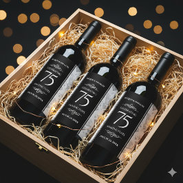 Elegant 75. Diamond Wedding Jubiläum Weinetikett