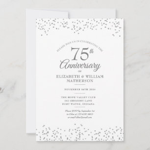 Elegant 75. Hochzeitstag Confetti Einladung
