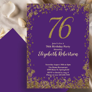 Elegant 76. Lila-Gold-Geburtstag Einladung