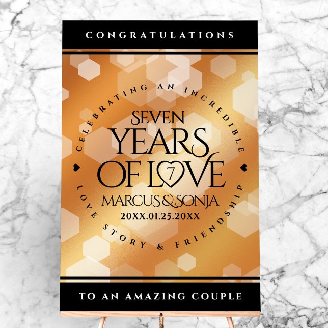 Élégant 7ème anniversaire de Mariage de cuivre (Elegant 7th Copper Wedding Anniversary Acrylic Sign Cover Photo)