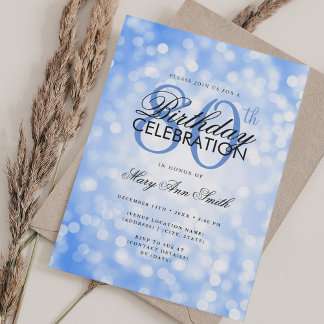 Elegant 80. Geburtstag Glam Navy Blue Shimmer Ligh Einladung