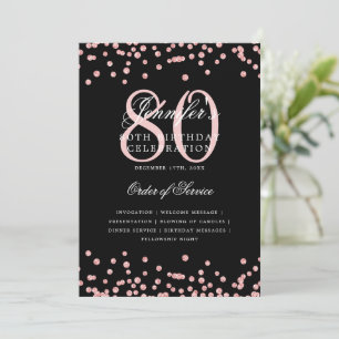 Elegant 80. Geburtstag Programm Menü Rose Gold Bla
