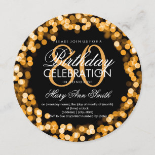Elegant 80. Geburtstag Sparkling Lights Gold Einladung
