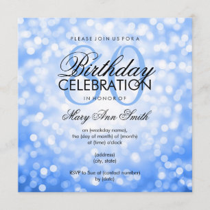 Elegant 80. Geburtstagsparty Blue Glitzer Lights Einladung