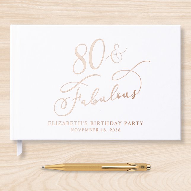 Elegant 80. Geburtstagsparty Rose Gold Gästebuch (Von Creator hochgeladen)