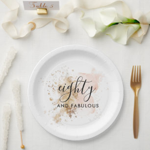 Elegant 80 und fabelhaft, Frau 80. Geburtstag Pappteller