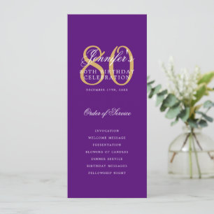 Élégant 80e anniversaire de fête Programme Purple 