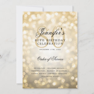 Élégant 80e anniversaire Programme Gold Bokeh avec