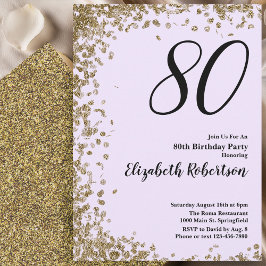 Elegant 80th Birthday Invitation Gold Sequins Einladung