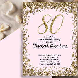 Elegant 80th Birthday Invitation With Gold Sequins Einladung