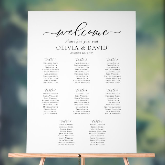 Elegant 8 Tables Welcome Acrylic Seating Chart Acrylschild (Neutral)