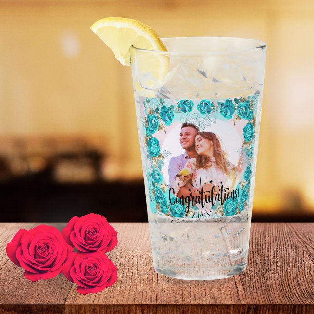 Elegant 8th Wedding Anniversary Photo Couple  Glas (Von Creator hochgeladen)