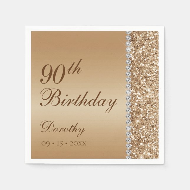 Elegant 90. Geburtstag Serviette (Vorderseite)