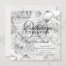 Elegant 90. Geburtstagsparty Floral Silver White