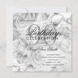 Elegant 90. Geburtstagsparty Floral Silver White