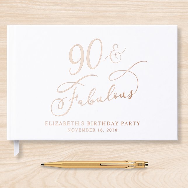 Elegant 90. Geburtstagsparty Rose Gold Gästebuch (Von Creator hochgeladen)