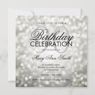 Elegant 90. Geburtstagsparty Silberner Glitzer Lig Einladung