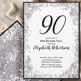 Elegant 90th Birthday Invitation For Her in Silver Einladung