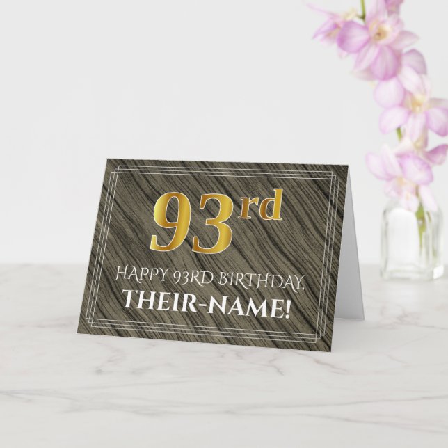Elegant 93. Geburtstag: Imitate Holz, Imitate Gold Karte (Orchidee)