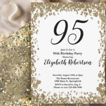 Elegant 95th Birthday Invitation For Her in Gold