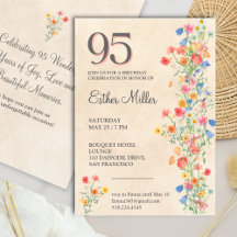 Elegant 95th Birthday - Wildflower Design 95 Years
