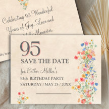 Elegant 95th Birthday Wildflower Save the Date