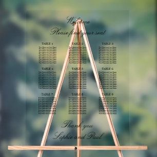 Élégant 9 Tableau Sièges Symbole acrylique