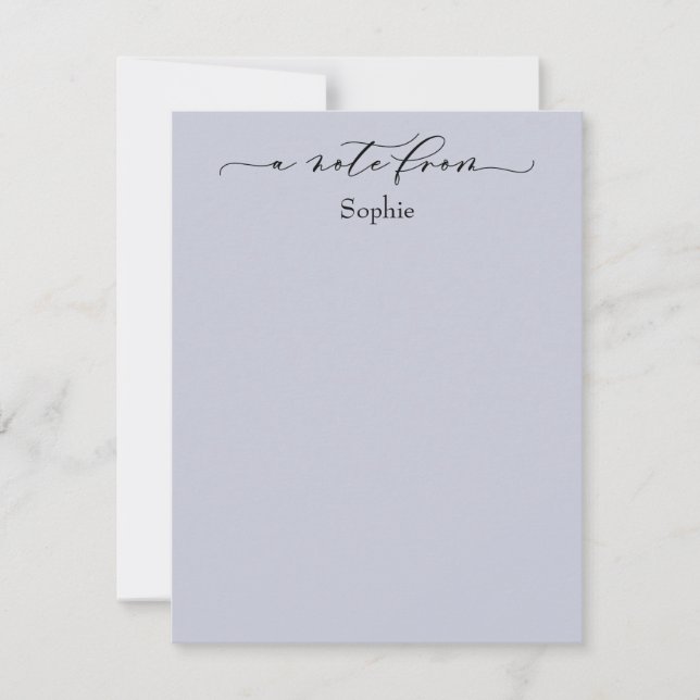 Elegant "A Note From" einfach Dusty Blue Mitteilungskarte (Vorderseite)