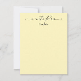 Elegant "A Note from" einfach hellgelb Mitteilungskarte
