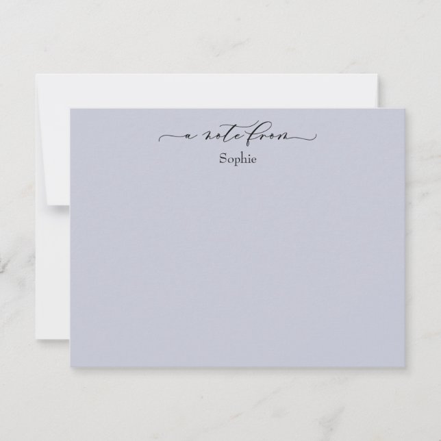 Elegant "A Note From", einfach in Dusty Blue Mitteilungskarte (Vorderseite)