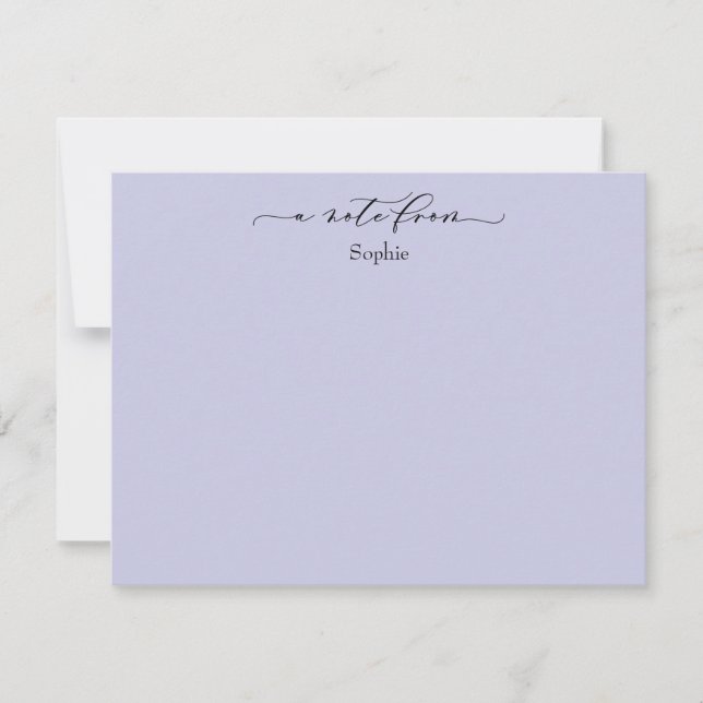 Elegant "A Note From", einfach in Lavender Mitteilungskarte (Vorderseite)